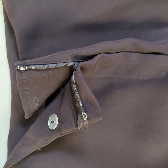 Louben Brown Front Zip  Trouser Triacetate ‎ Pants Women Size 4 - Picture 7 of 8